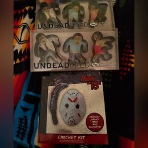 Friday the 13th Crochet Kit and Undead Fred Figures cookie cutters